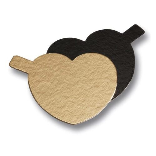 Podložka zlato černá srdce na minidezert 8cm 1ks - Dekora