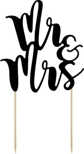 PartyDeco zapichovací dekorace na dort černá Mr&Mrs