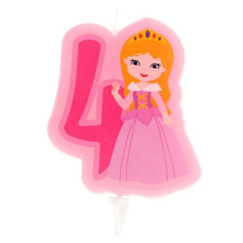 Svíčka na dort číslice čtyři princezna 7cm - Dekora