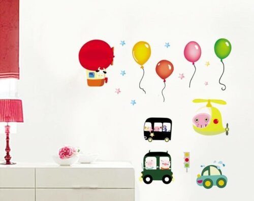 Samolepka na zeď  balonky a auta - nalepimeto