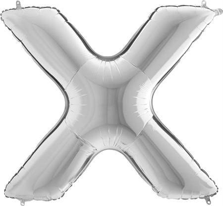 Nafukovací balónek písmeno X stříbrné 102 cm - Grabo