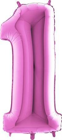 Nafukovací balónek číslo 1 růžový 102cm extra velký - Grabo