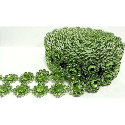 Diamantový pás plastový květinový zelený (3 cm x 3 m) - dortis