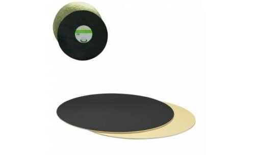 Podložka pod dort 1ks oboustranná černo zlatá 24cm 3mm - Decora