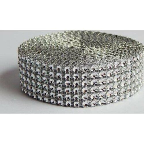 Diamantový pás plastový stříbrný (3 cm x 4