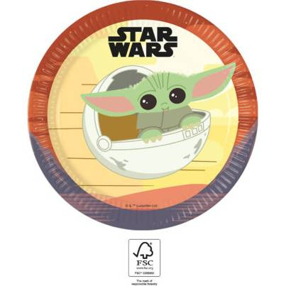 Papírový talířek na párty 23cm 8ks Star Wars Yoda - Procos