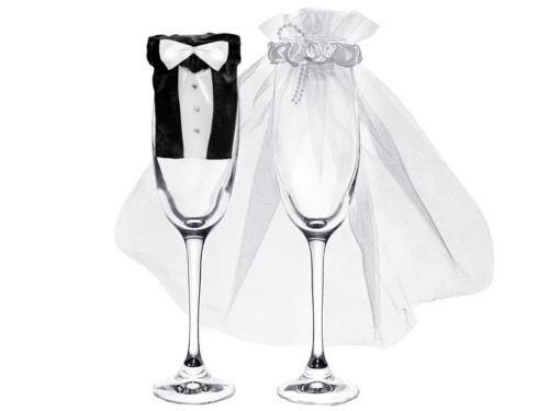 Obleček na skleničky - dekorace na rozpoznání drinků - Nevěsta