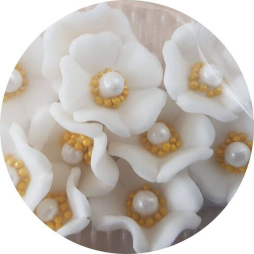 Cukrové květinky bílé 10ks - K Decor