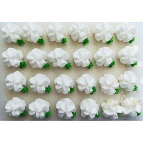 Cukrové květy bílé na platíčku 24ks - Fagos