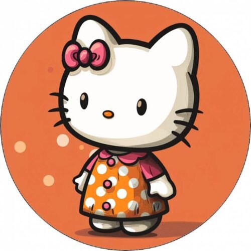 Jedlý papír Hello Kitty v oranžových šatech 19