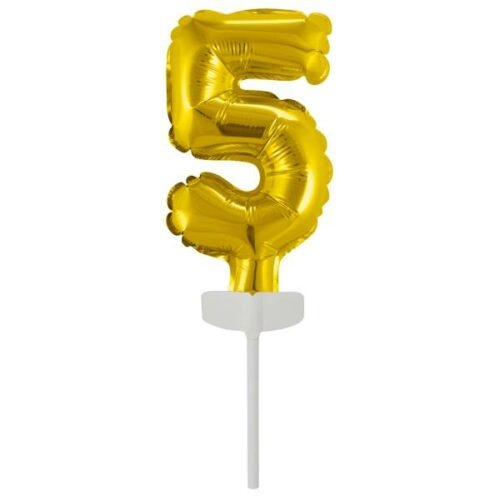 Fóliový balónek zlatý mini - zápich do dortu číslo 5 - Amscan