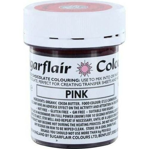 Barva do čokolády na bázi kakaového másla Sugarflair Pink (35 g) - Sugarflair