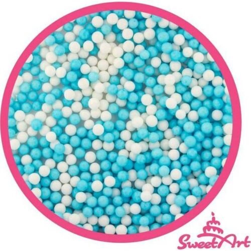 SweetArt cukrové perly modré a bílé 5 mm (80 g) - dortis