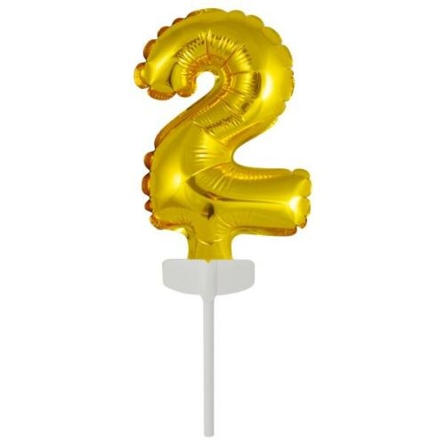 Fóliový balónek zlatý mini - zápich do dortu číslo 2 - Amscan