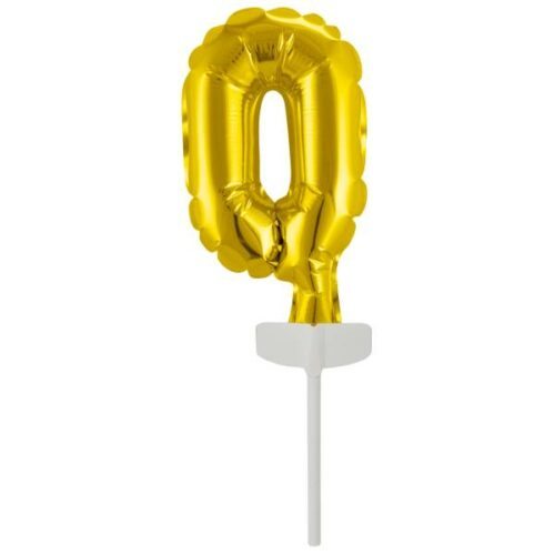 Fóliový balónek zlatý mini - zápich do dortu číslo 0 - Amscan