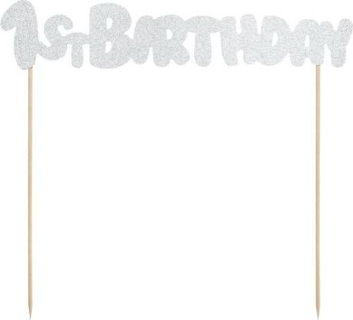 PartyDeco zapichovací dekorace na dort stříbrná 1st Birthday KPT33-018B dortis - dortis