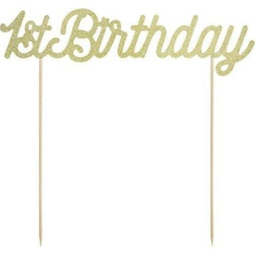 PartyDeco zapichovací dekorace na dort zlatá 1st Birthday - PartyDeco