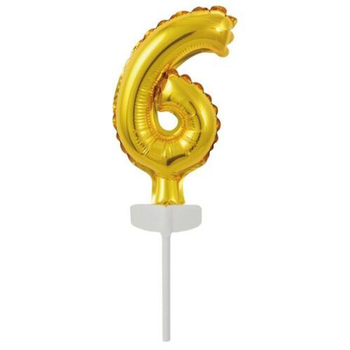 Fóliový balónek zlatý mini - zápich do dortu číslo 6 - Amscan