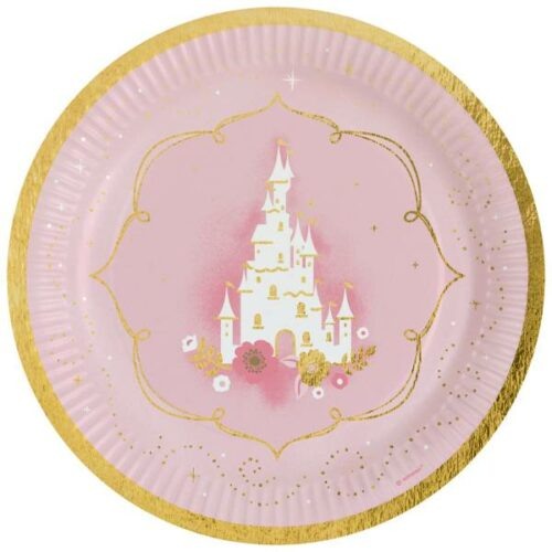 Papírový talíř na párty 8ks 23cm růžový zámek - Amscan