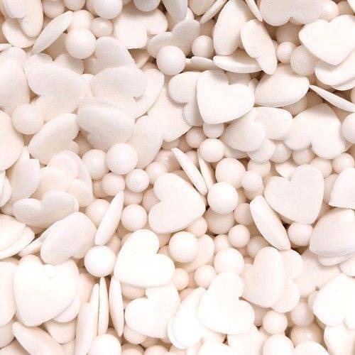 Cukrové zdobení perličky a srdíčka bílé 65g - Tasty Me