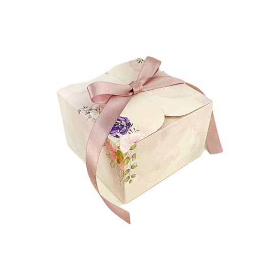 Svatební krabička na výslužku květy 110 × 110 × 70 mm 8ks - Goldpress