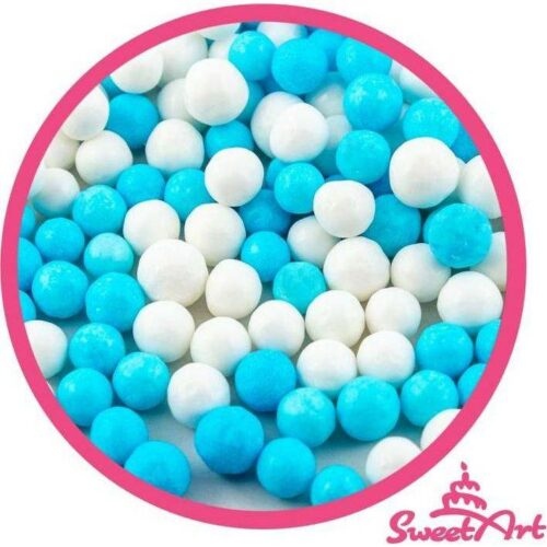 SweetArt cukrové perly modré a bílé 7 mm (80 g) - dortis