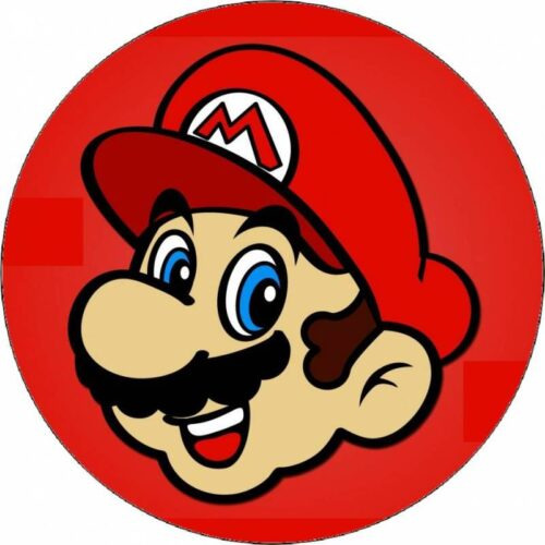 Jedlý papír Super Mario hlava na červeném pozadí 19