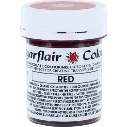 Barva do čokolády na bázi kakaového másla Sugarflair Red (35 g) - Sugarflair