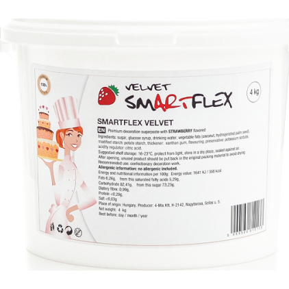 Smartflex Velvet Jahoda 4 kg (Potahovací a modelovací hmota na dorty) - dortis